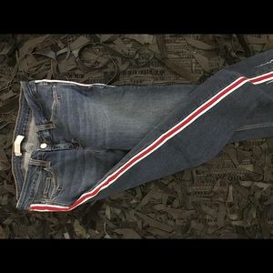 zara jeans with red stripe
